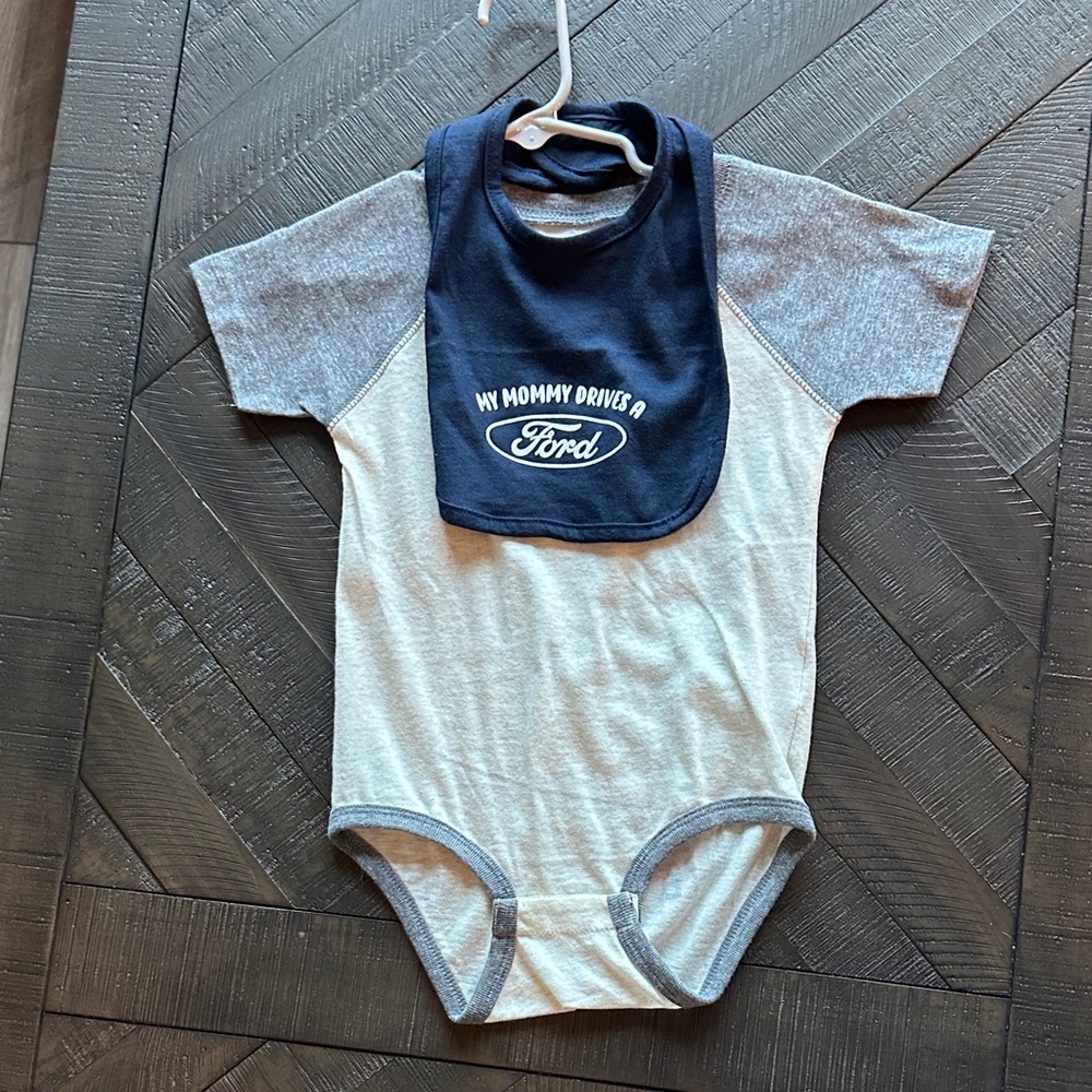 Ford Gray and Navy Baby Bib Set